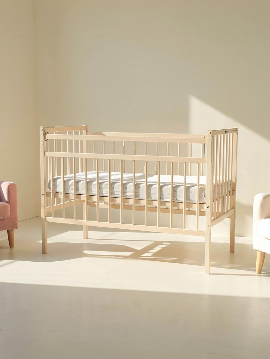 Детская кроватка Wloo на колесиках с механизмом опускания, без маятника (береза) - фото 5