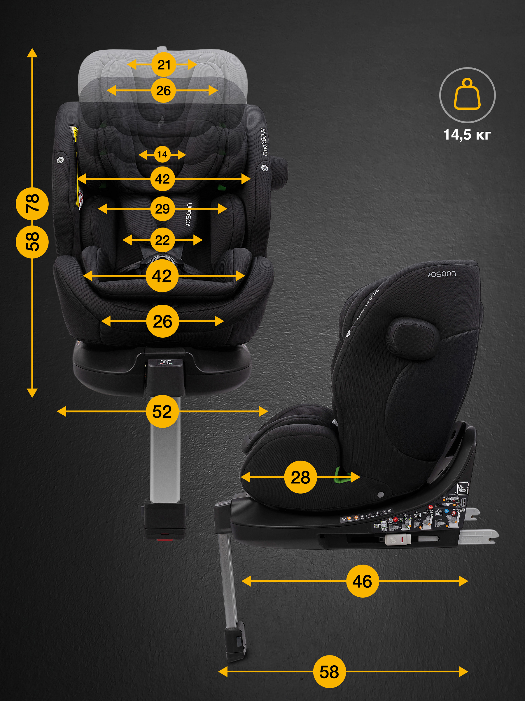Автокресло Osann One 360 SL Sky 0-36 кг Isofix 0+/1/2/3 (0-36 кг) бирюзовый - фото 9