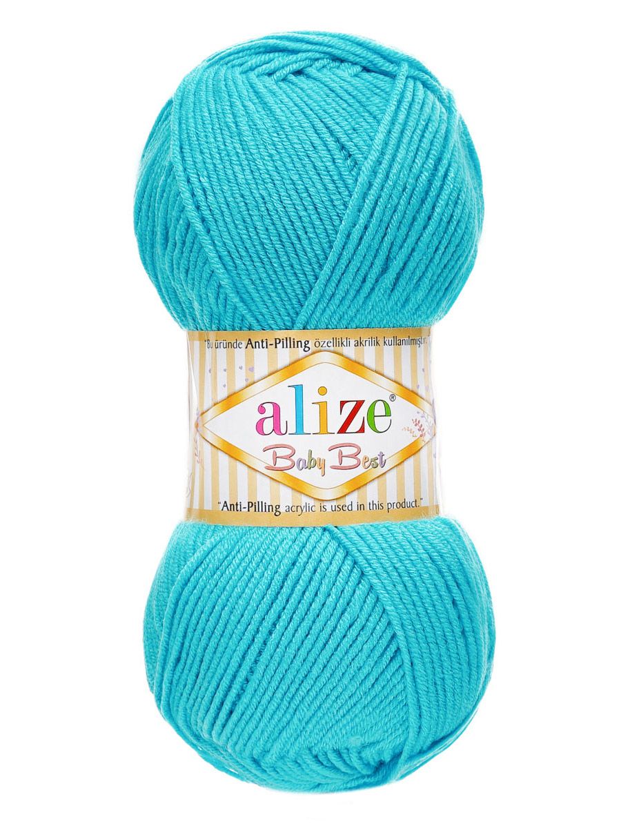 Пряжа для вязания Alize baby best бамбук акрил с эффектом антипиллинг 100 г 240 м 287 бирюзовый 5 мотков - фото 4