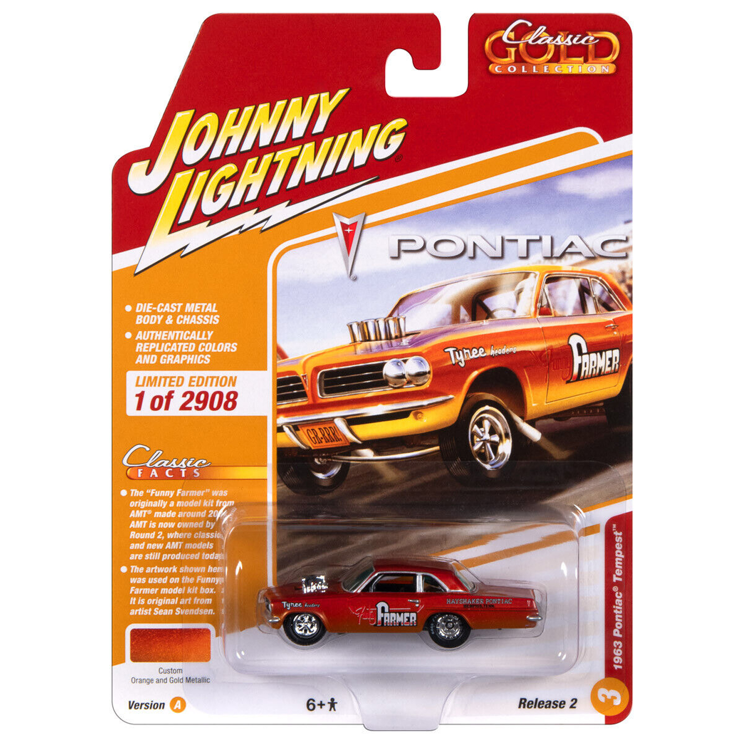Автомобиль Johnny Lightning 1963 Pontiac Tempest 1:64 JLCG032A-R2-N3 - фото 3