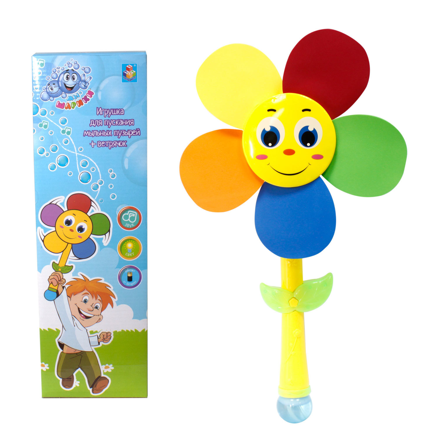 Мыльные пузыри 1TOY ветрячок со светом и звуком - фото 1
