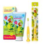 Зубная паста, зубная щетка Clean-baby с фтором