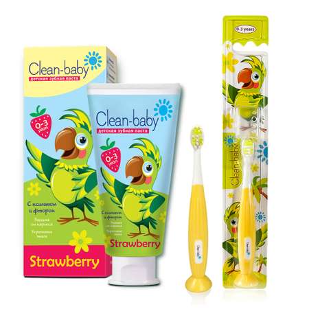 Зубная паста, зубная щетка Clean-baby с фтором
