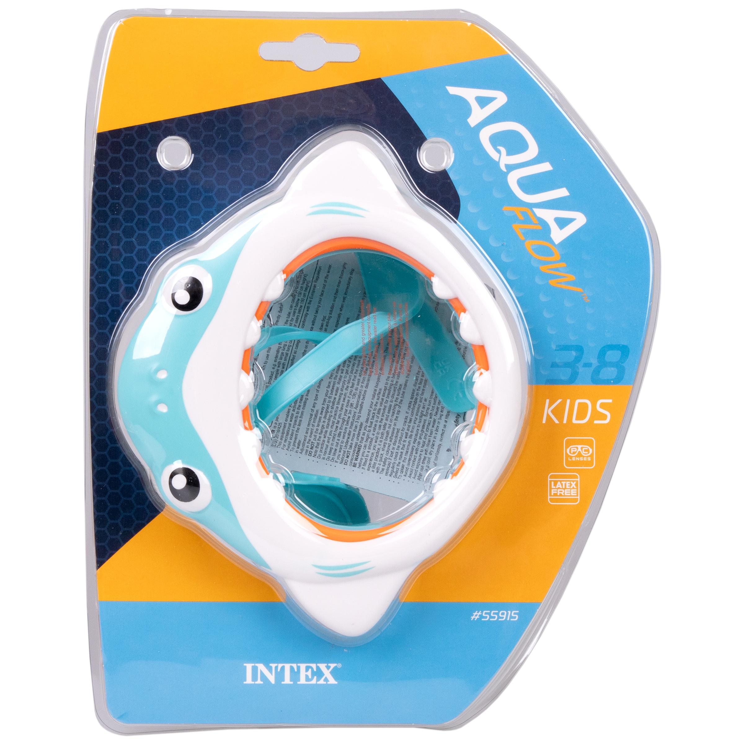 Очки маска для плавания детские Акула Intex для бассейна для моря водные подводные 3-8 лет - фото 6