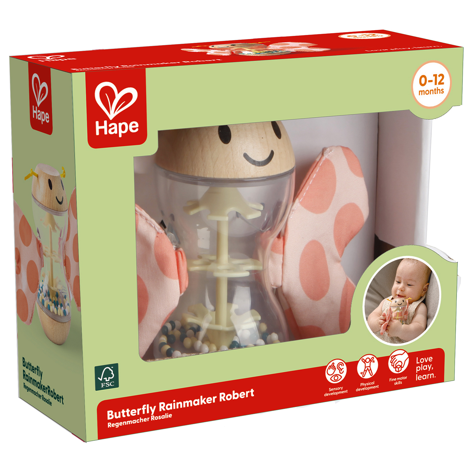 Игрушка Hape неваляшка Бисерный дождь Бабочка - фото 7