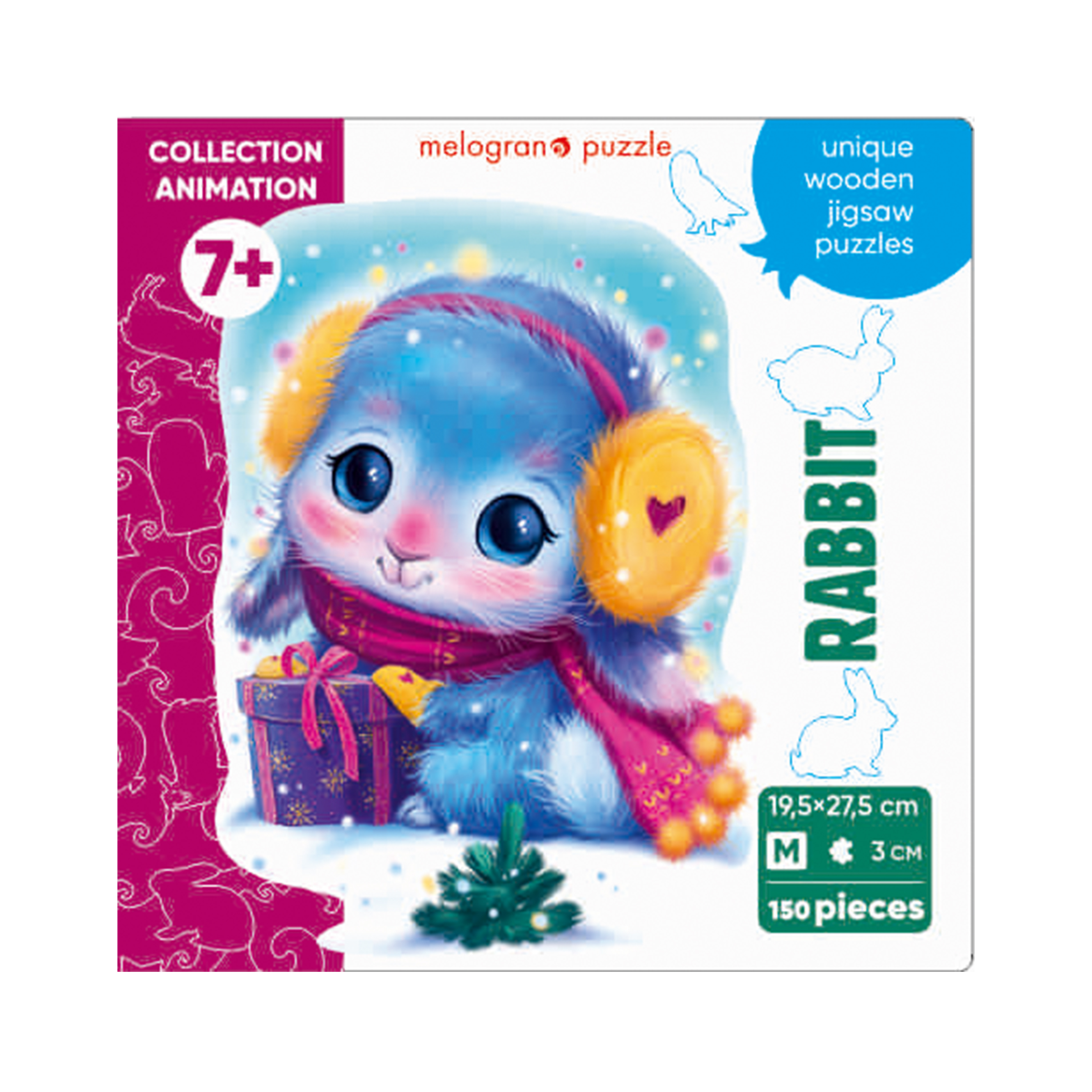 Пазл 1TOY Новогодняя зайка деревянный - фото 1