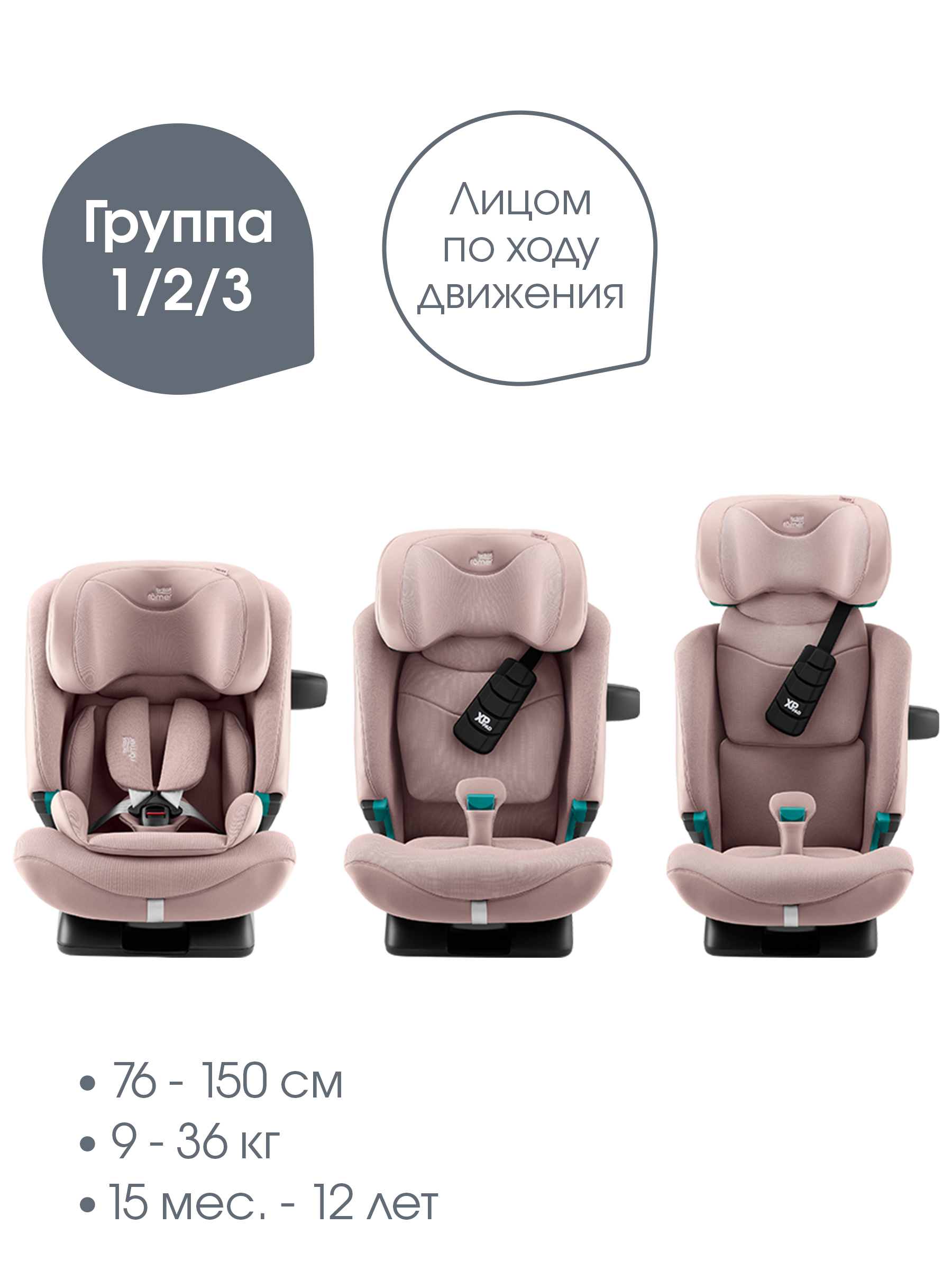 Автокресло Britax Roemer Advansafix Pro Isofix 1/2/3 (9-36 кг) розовый - фото 2