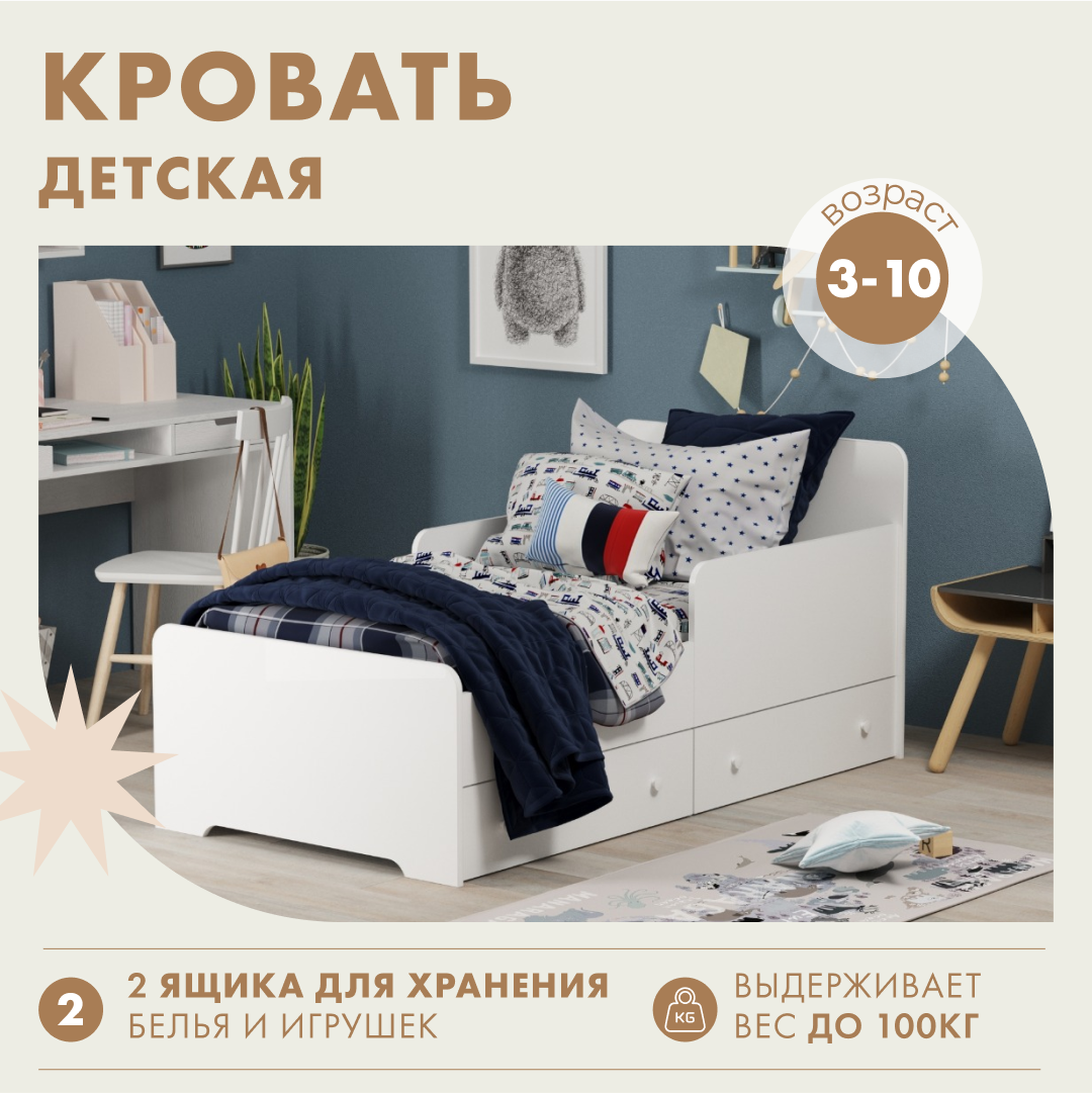 Кровать подростковая Alatoys (белый) - фото 1