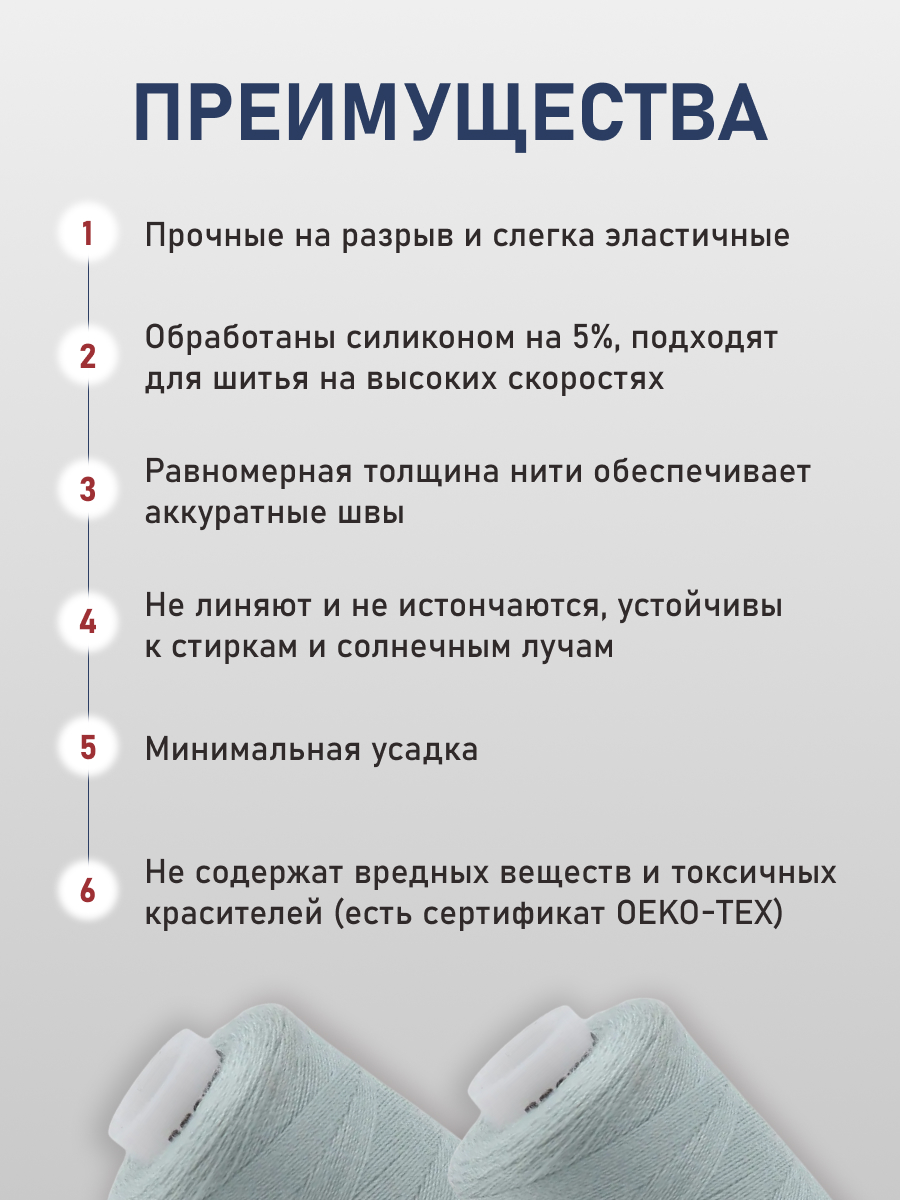 Нитки для шитья 40/2 Bestex 10шт цв 195 - фото 3