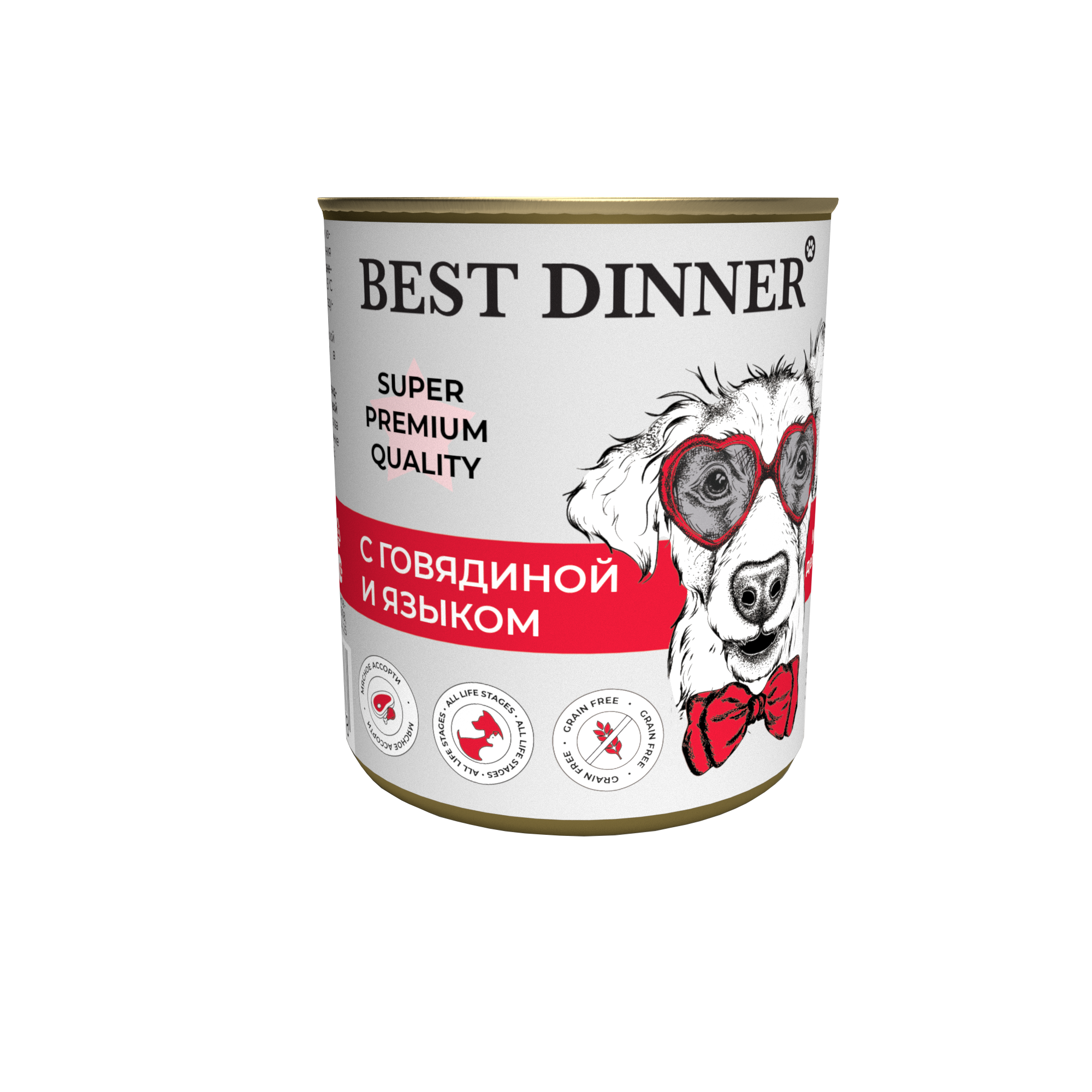 Корм для собак Best Dinner 0.34кг Super Premium с говядиной и языком - фото 1