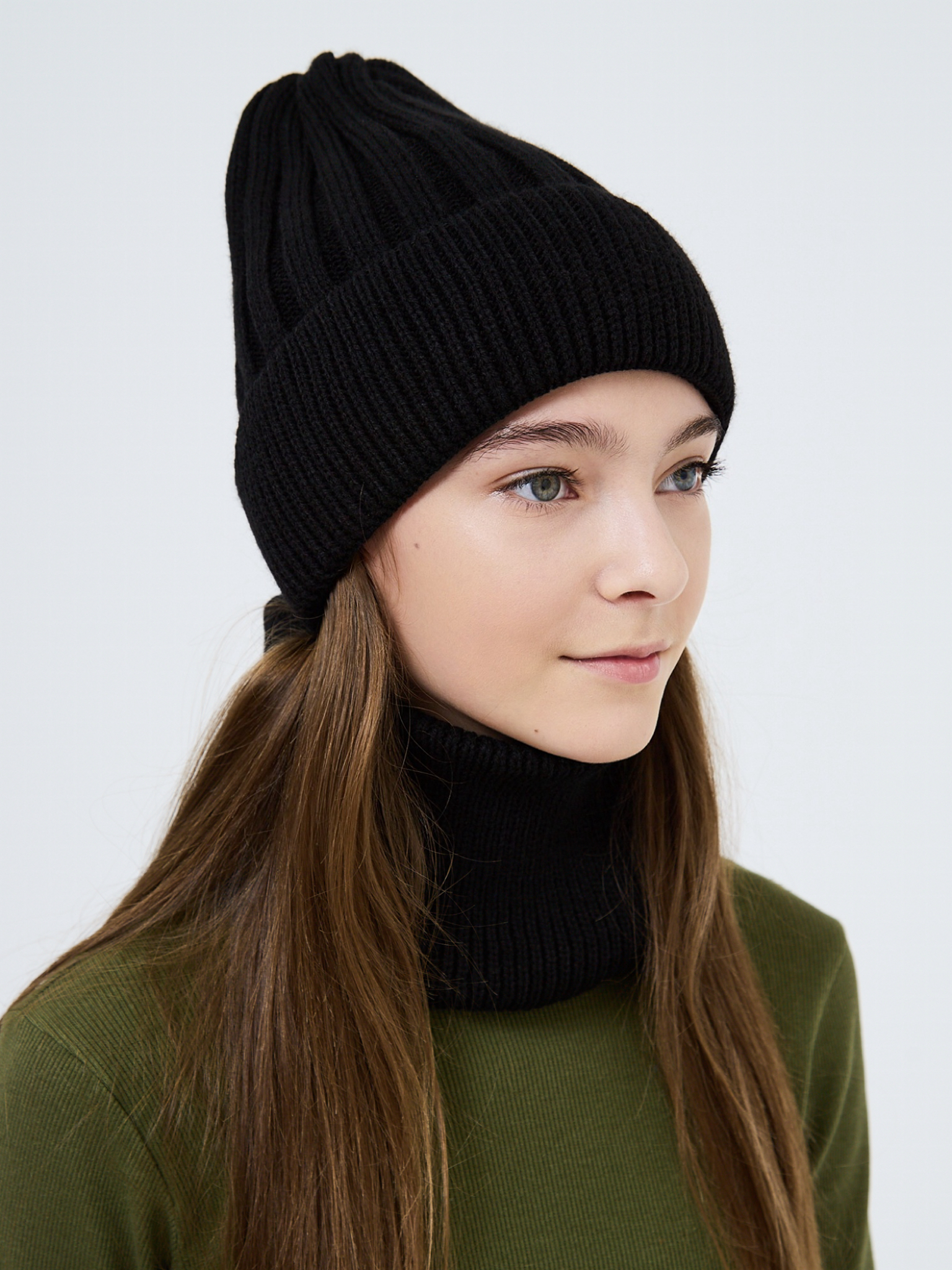 Шапка и снуд NYCkids NYC-H-54-WIDEstr-blackG - фото 10