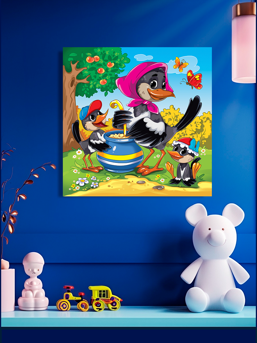 Алмазная мозаика Рыжий кот Мама-сорока с птенцами - фото 6