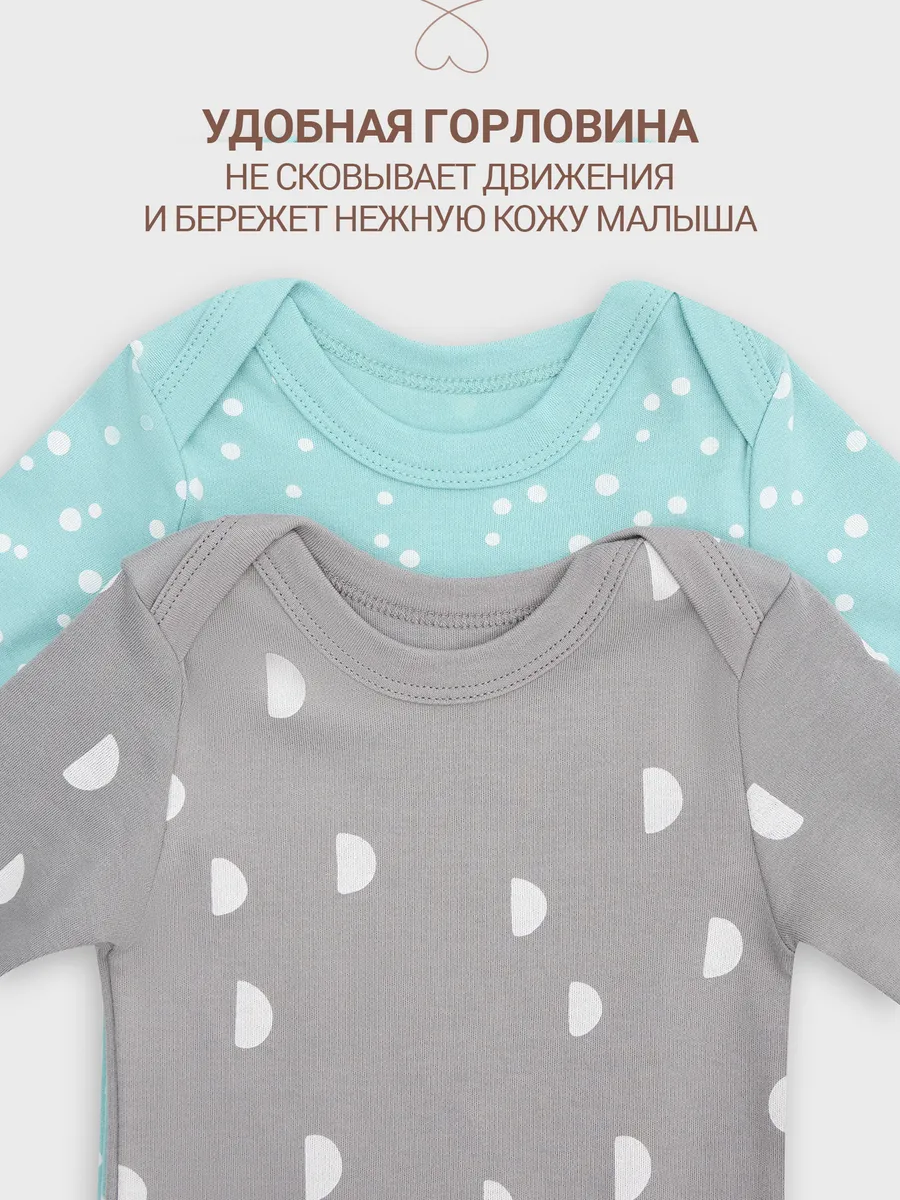 Боди 2 шт Mark Formelle (Марк Формэль) 13016-1-2/горошки на бирюзе +дольки на сером - фото 5