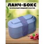Ланч-бокс для обеда iLikeGift Everyday blue с приборами