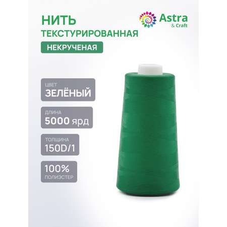 Нитки Astra Craft текстурированные некрученые обметочные 150D/1 5000 ярд 1 шт 213 зеленый