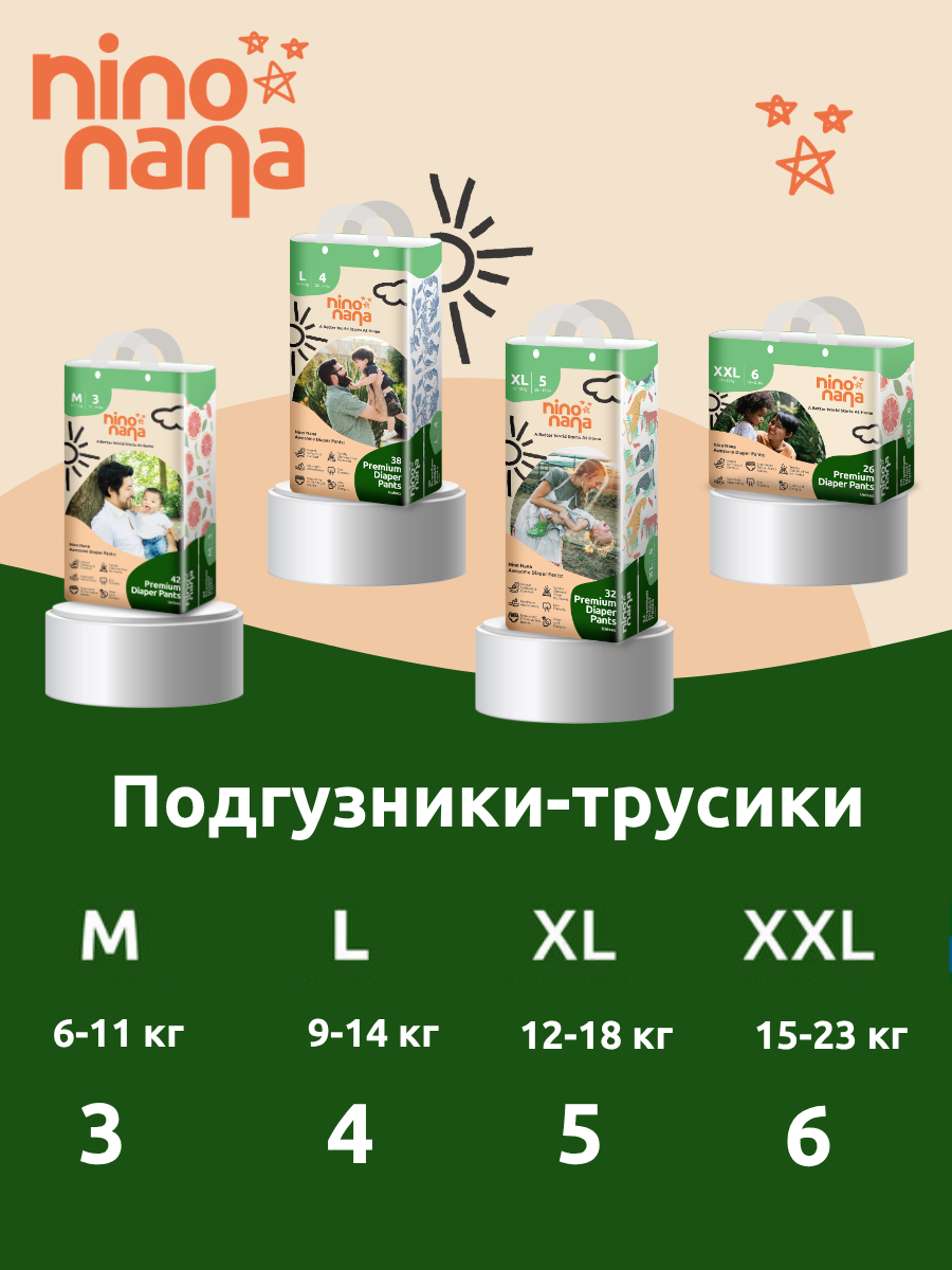 Трусики Nino Nana XL (12-18 кг) 3 шт. - фото 13