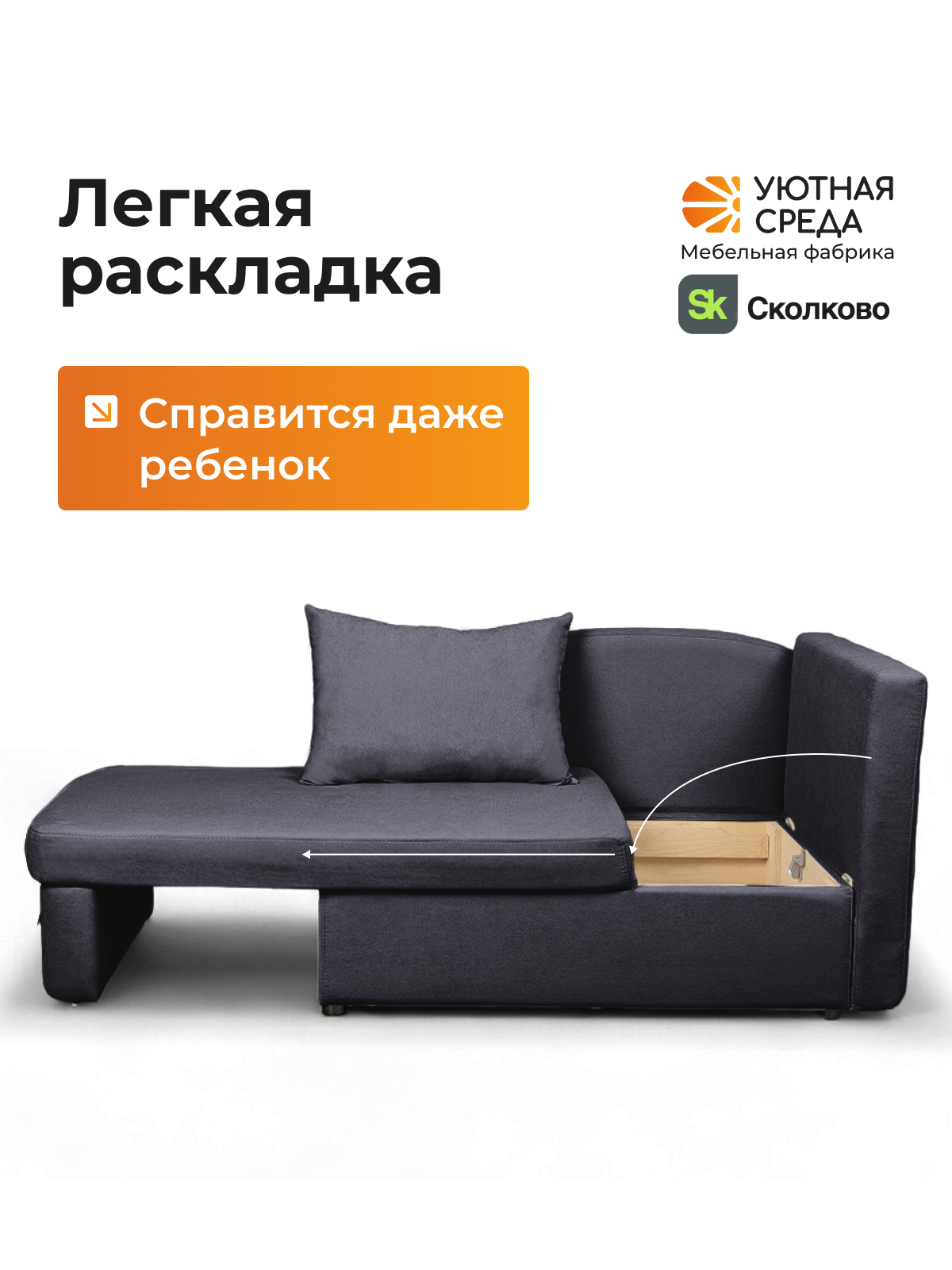 Диван Уютная среда раскладной велюр правый черный - фото 6