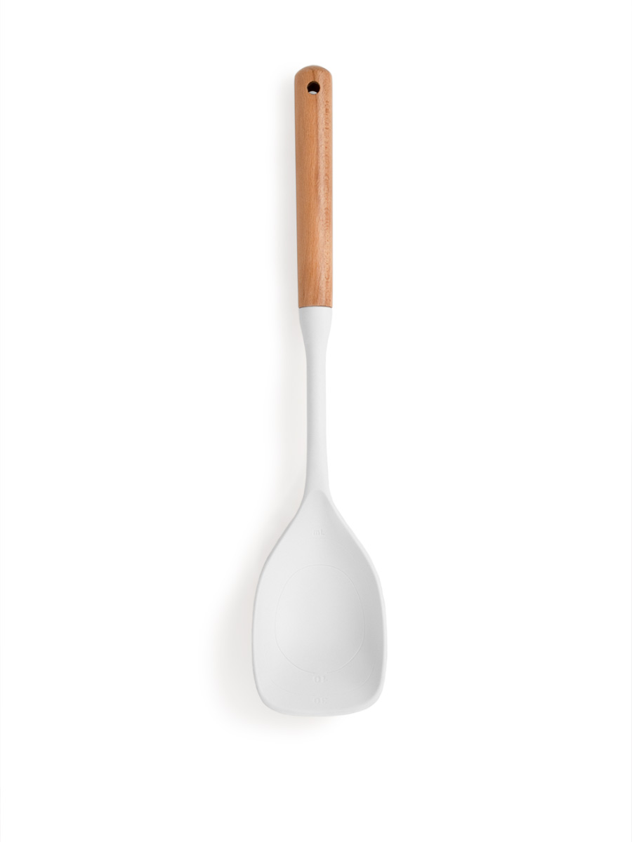 Ложка кулинарная DeNASTIA Силвуд 33x6x4.5 см силикон бук светло-серый A000343 - фото 12