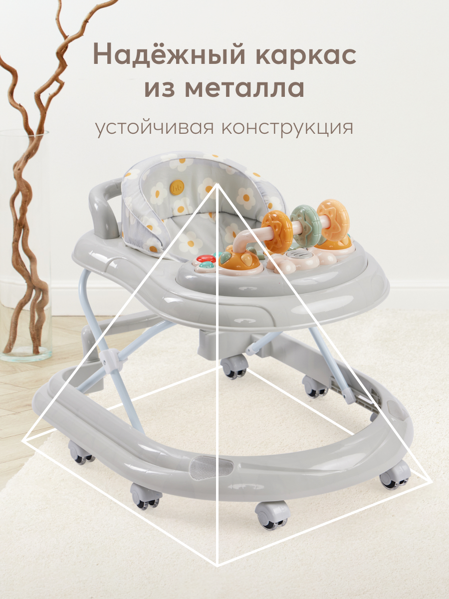 Ходунки Happy Baby Smiley серый - фото 2
