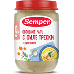 Пюре Semper Рагу овощи-филе трески с 9 мес 190 г
