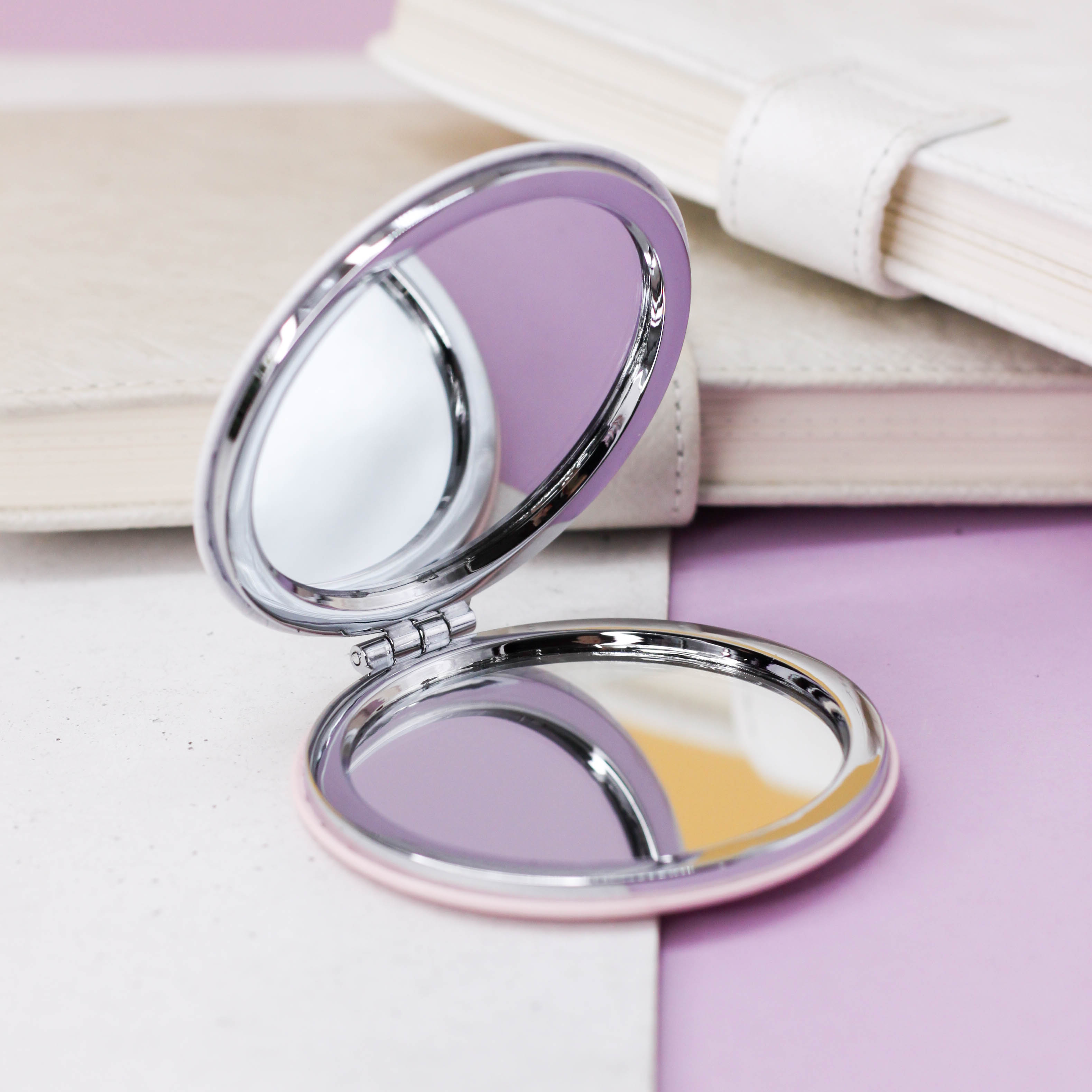 Зеркало карманное iLikeGift Flamingo summer four pink с увеличением - фото 2