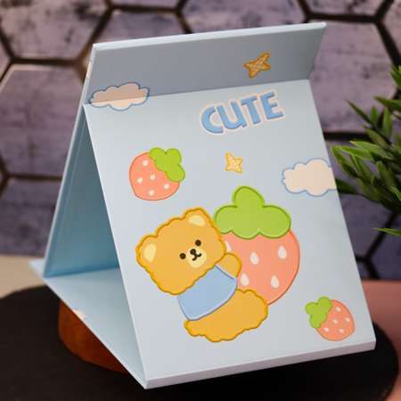 Зеркало настольное для макияжа iLikeGift Cute bear blue