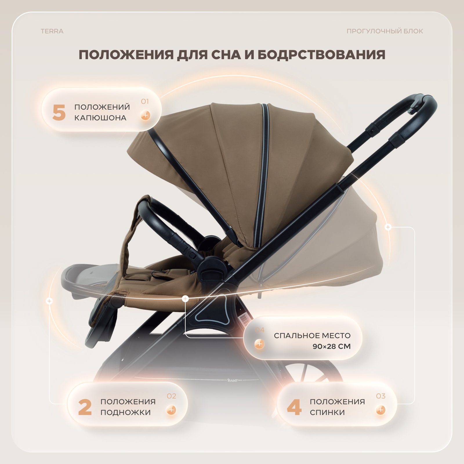 Коляска 2в1 Rant Basic Terra 2в1 коричневый - фото 10