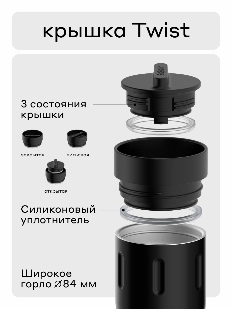 Термокружка для напитков 500 мл Tumbler Bobber черный - фото 4