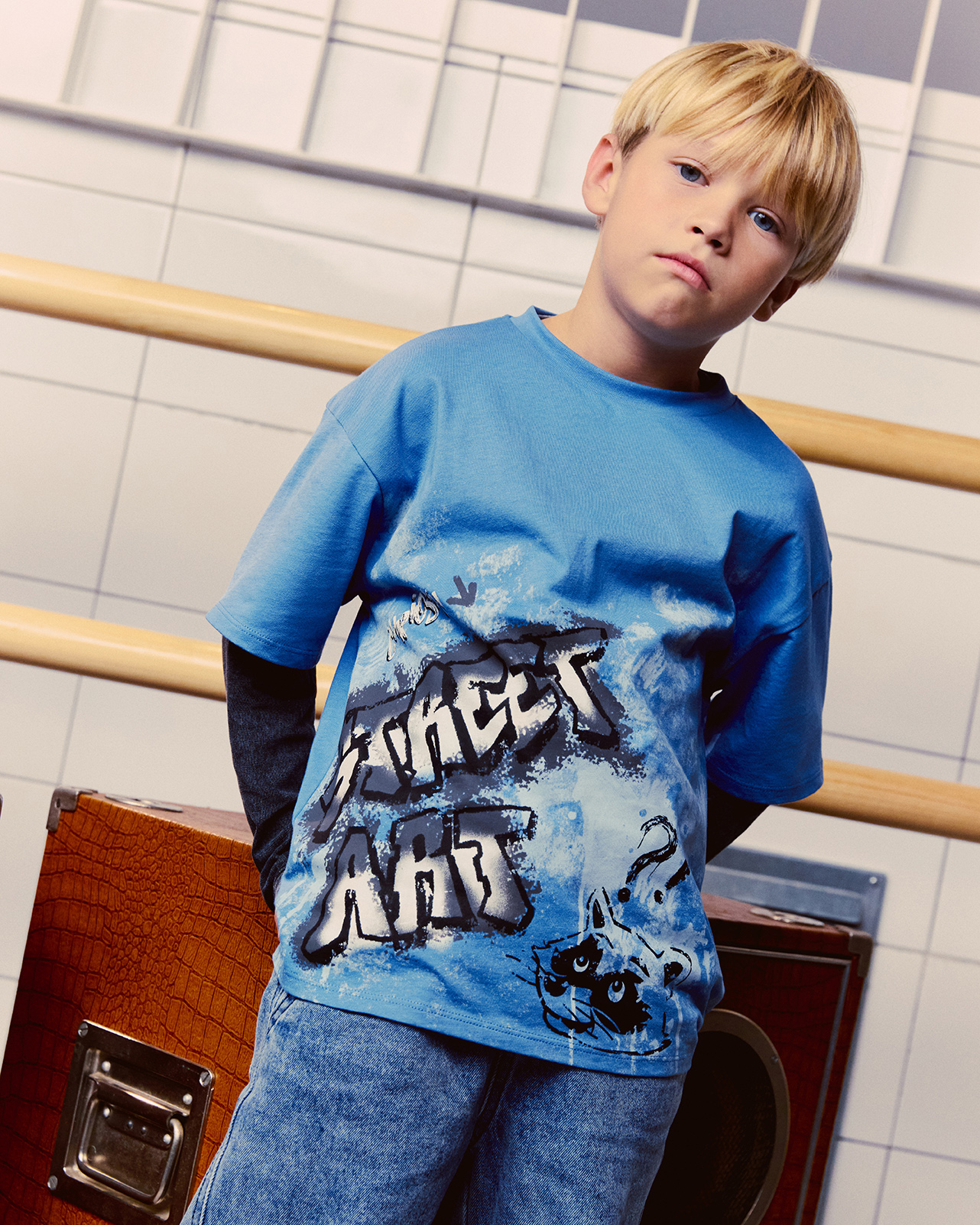 Изображение товара Футболка для мальчика Futurino 122 Светло-синяя с принтом 100% хлопок