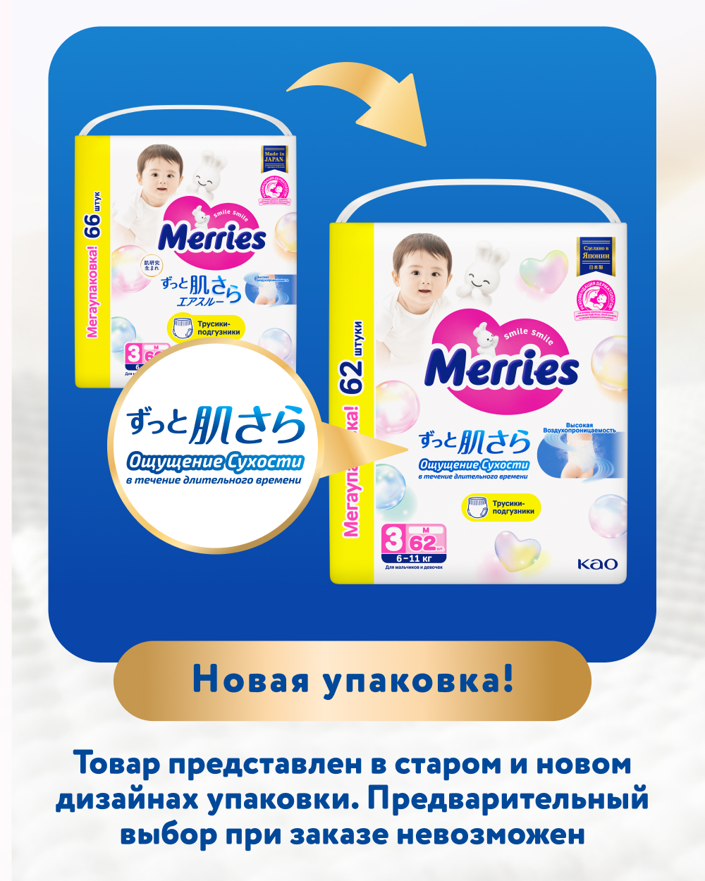 Трусики Merries 3 (6-11кг) 62 шт. - фото 2