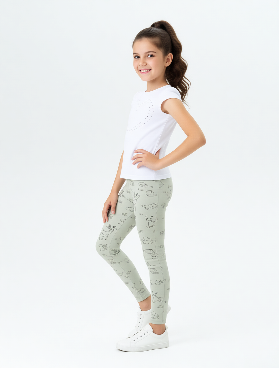Леггинсы Персона Junior Оленята шалфей лосины - фото 2