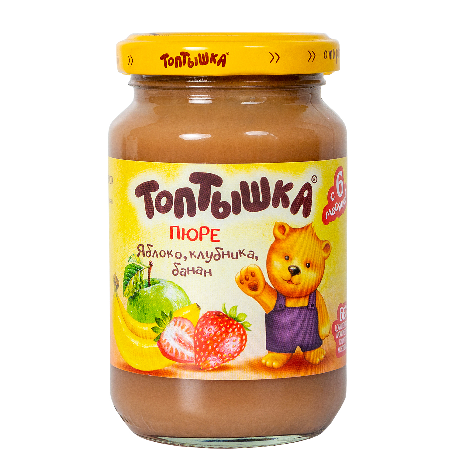 Пюре Топтышка Яблоко-клубника-банан с 6 мес 190 г - фото 1