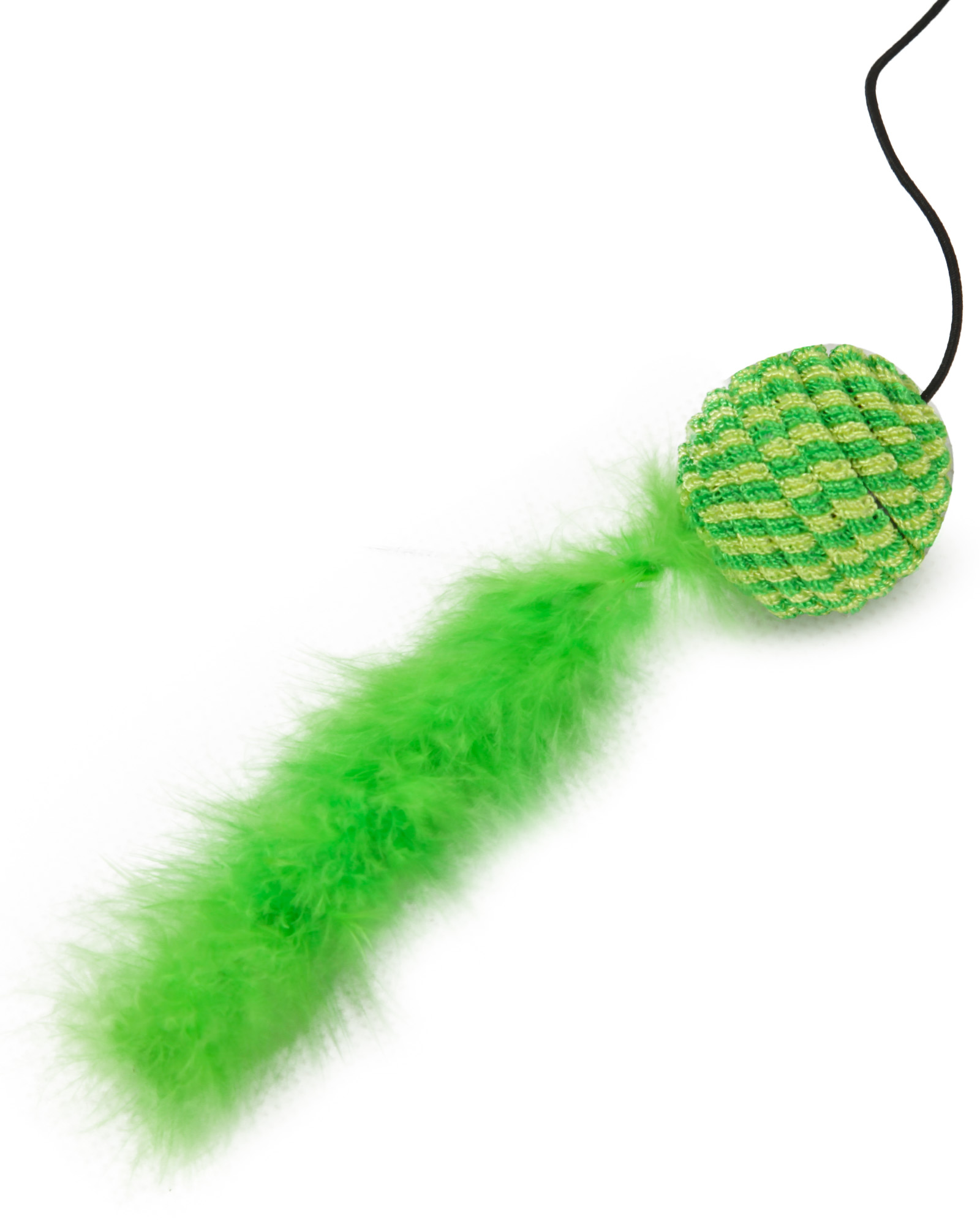 Игрушка для кошек Barbaks Дразнилка шарик с длинным пушистым хвостиком на деревянной палочке 40см - фото 2
