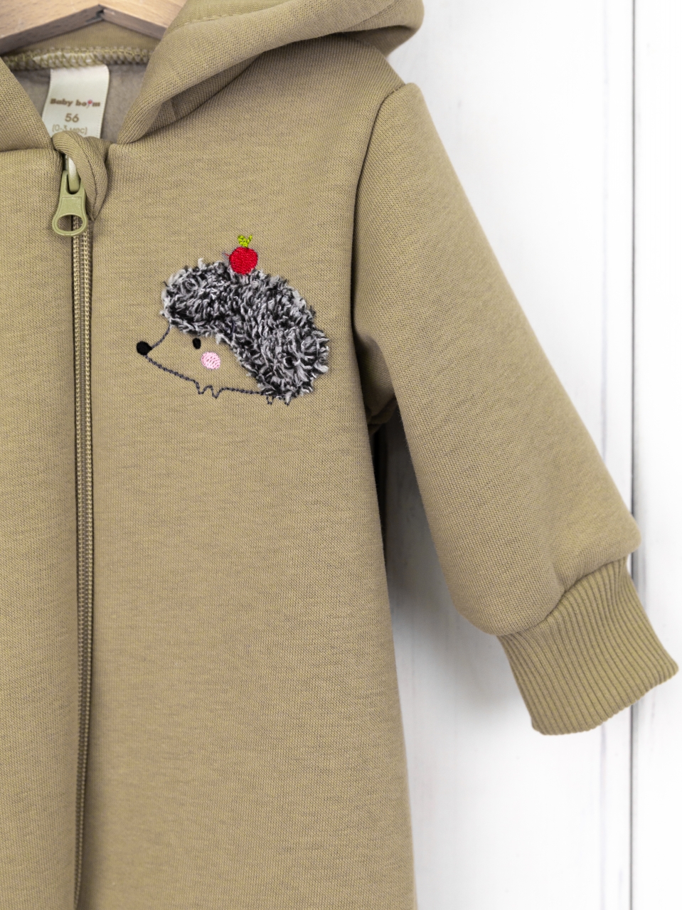 Комбинезон утепленный Baby boom К394/2-Ф аппликация ёжик светло-оливковый - фото 4