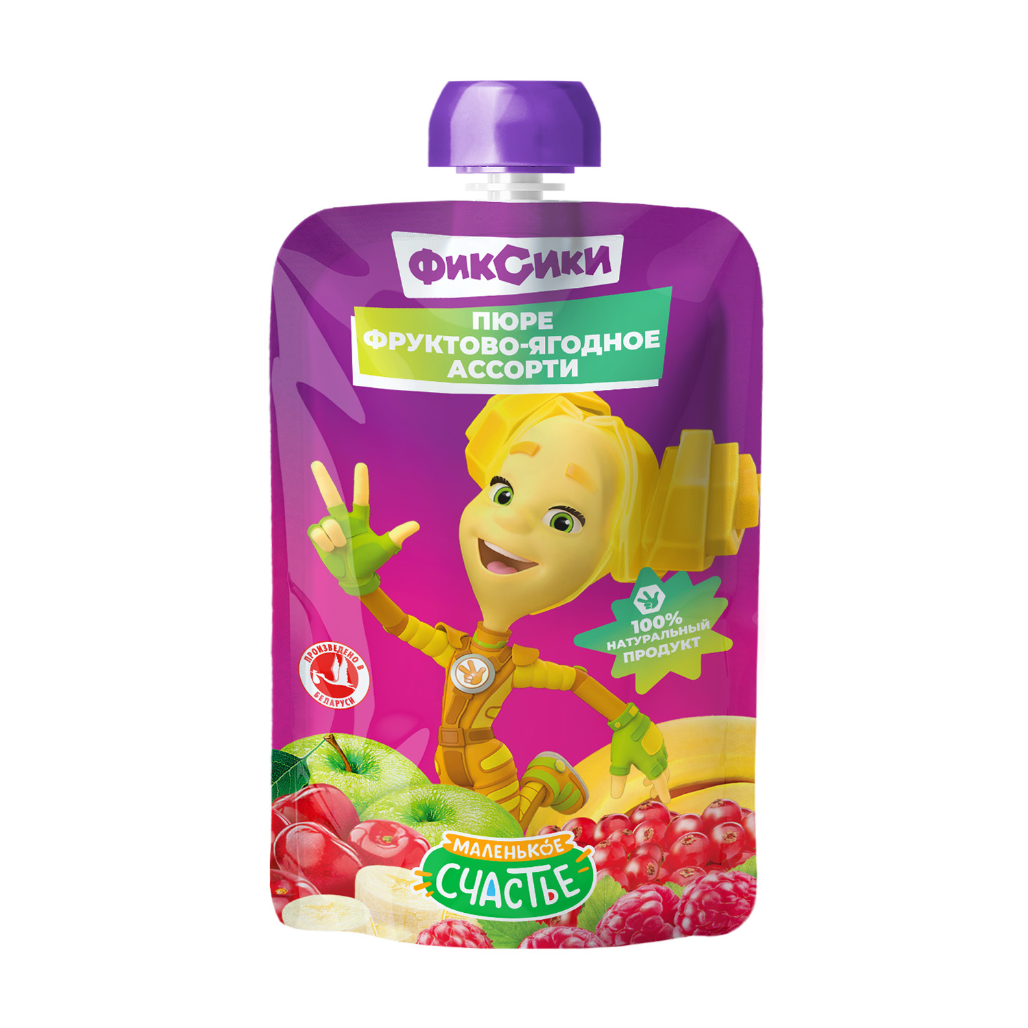 Пюре Фиксики Фруктово-ягодное ассорти с 6 мес 90 г - фото 1