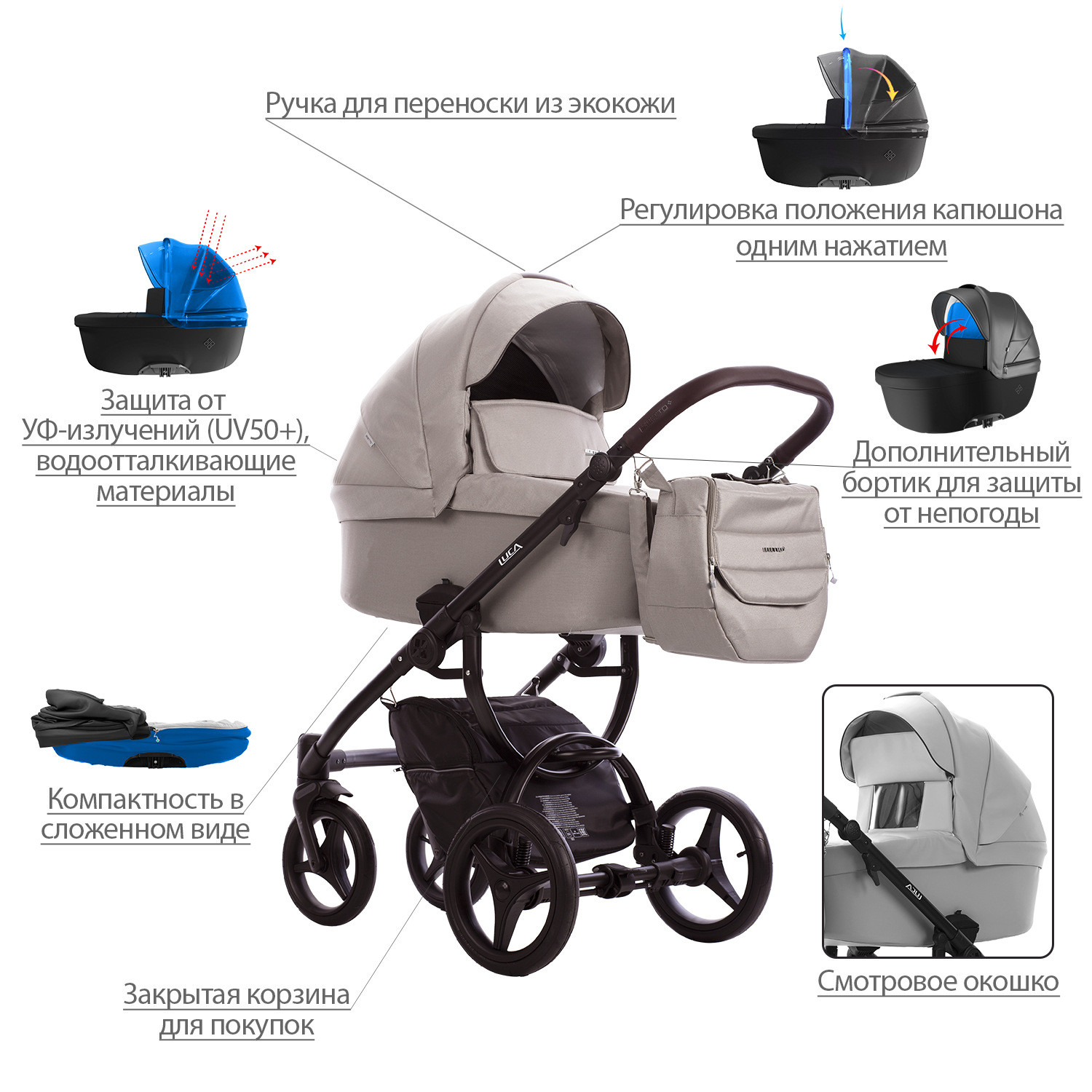 Коляска 2 в 1 Bebetto Luca - фото 3