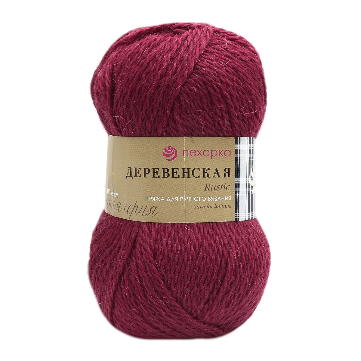 Пряжа Пехорка Деревенская шерстяная 100 г 250 м 07 бордо, 10 мотков - фото 1