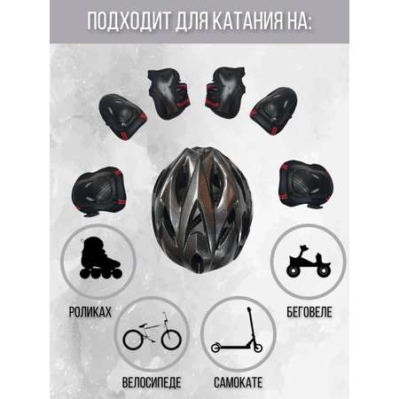 Налокотники, наколенники, шлем, перчатки Safely and Soft с регулировкой