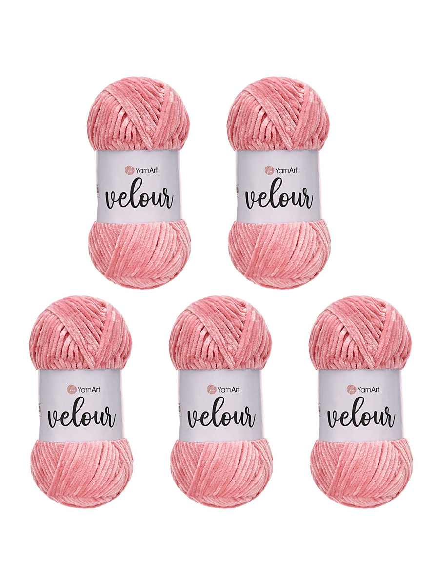 Пряжа для вязания YarnArt Velour 100 г 170 м микрополиэстер мягкая велюровая 5 мотков 862 пыльно-розовый - фото 5