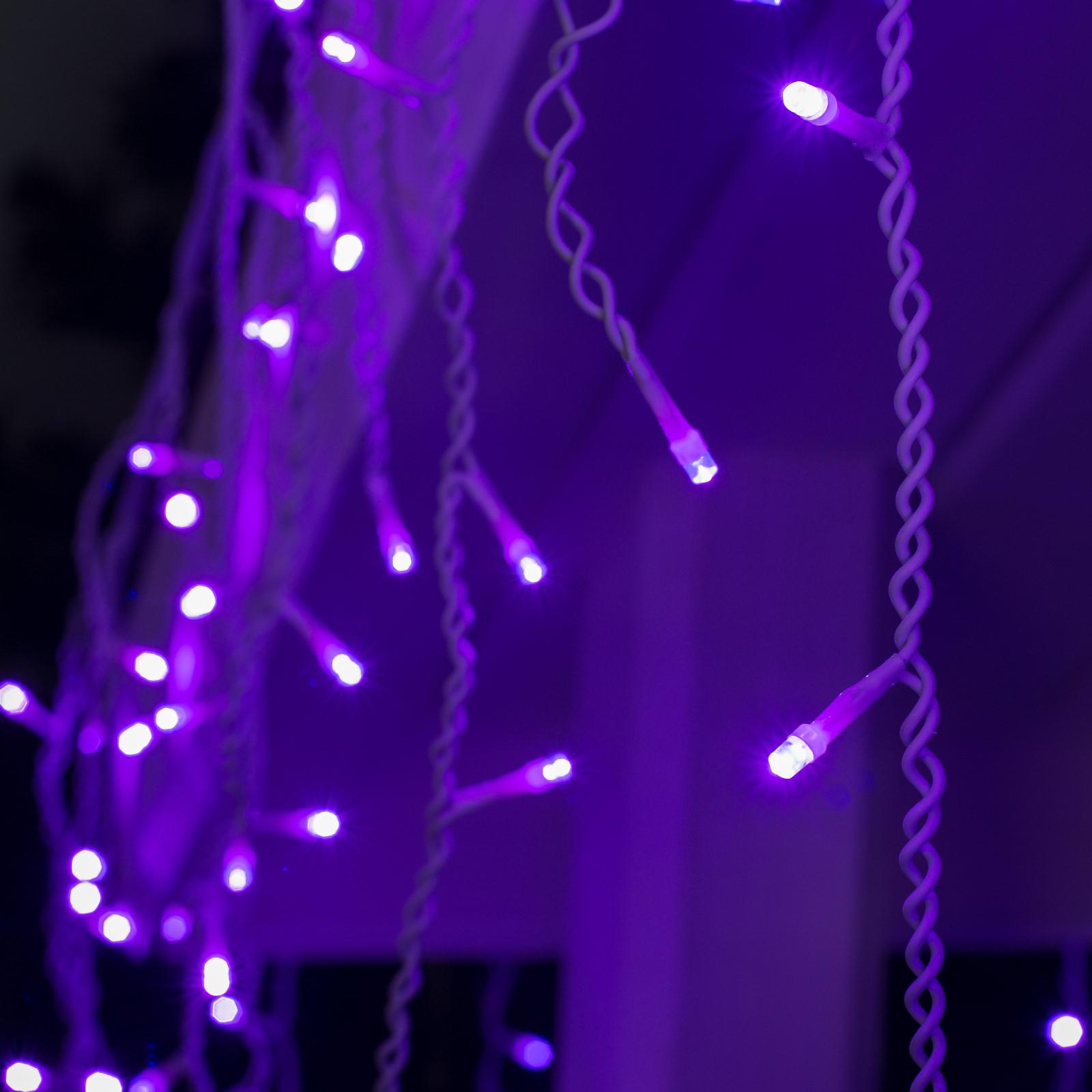 Гирлянда Luazon «Бахрома» IP44 УМС белая нить 160 LED свечение фиолетовое 220 В - фото 2