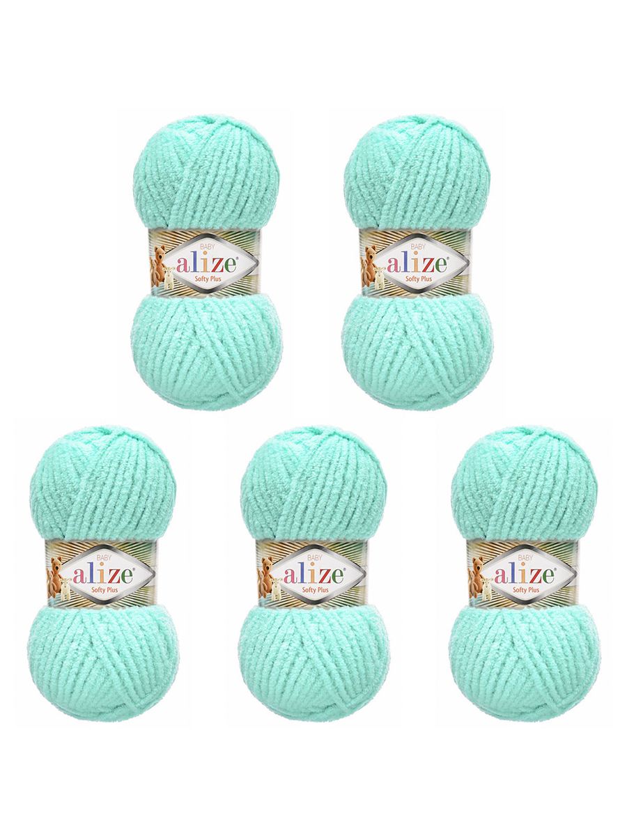 Пряжа для вязания Alize softy plus 100 г 120 м микрополиэстер мягкая плюшевая 263 бирюзовый 5 мотков - фото 6