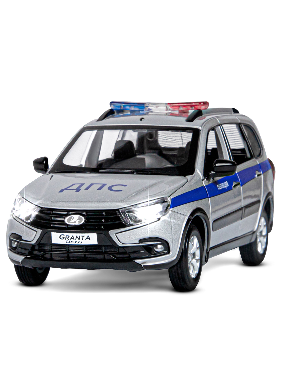 Полицейская машина АВТОпанорама LADA Granta Cross 1:24 серебряный JB1251202 - фото 11