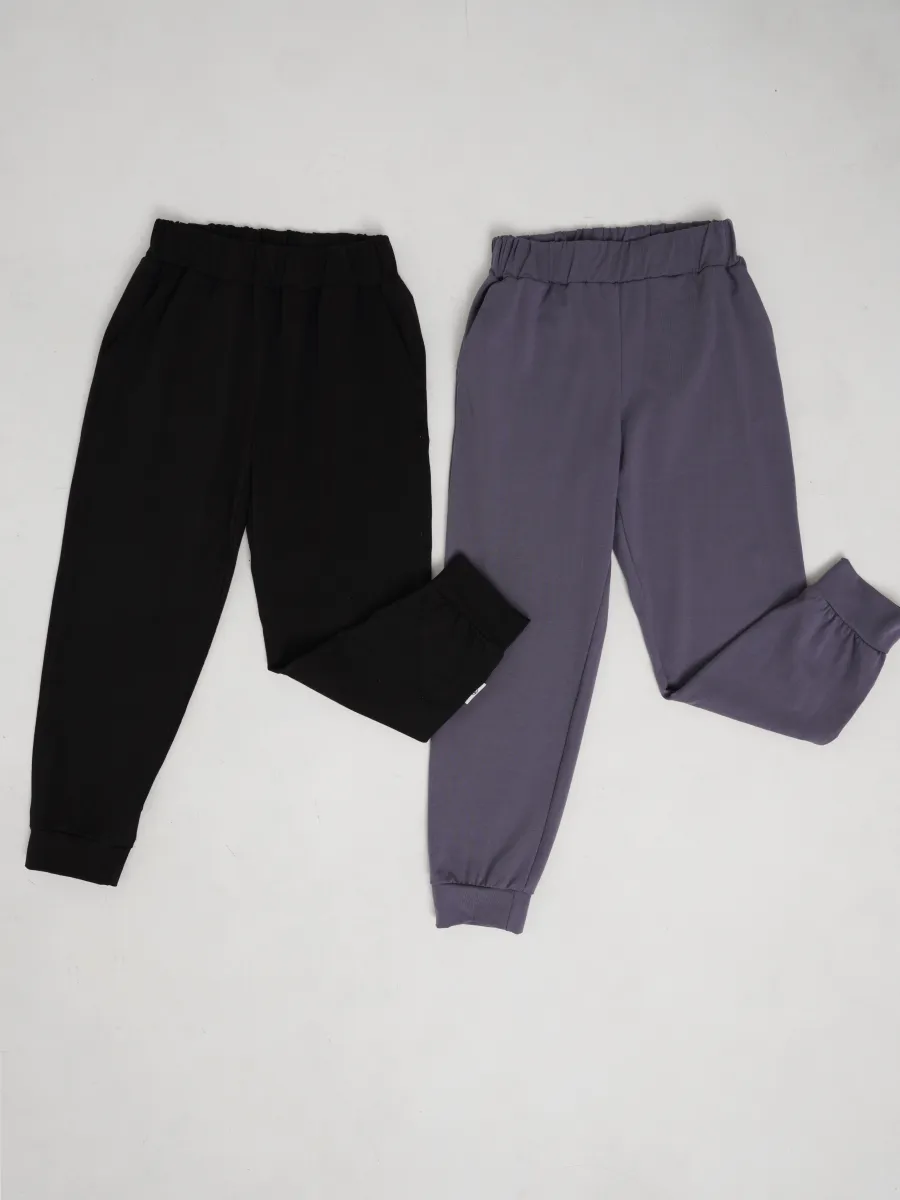 Брюки 2 шт Супер Пупс 2пр/штаны/темно-серый/черный - фото 1