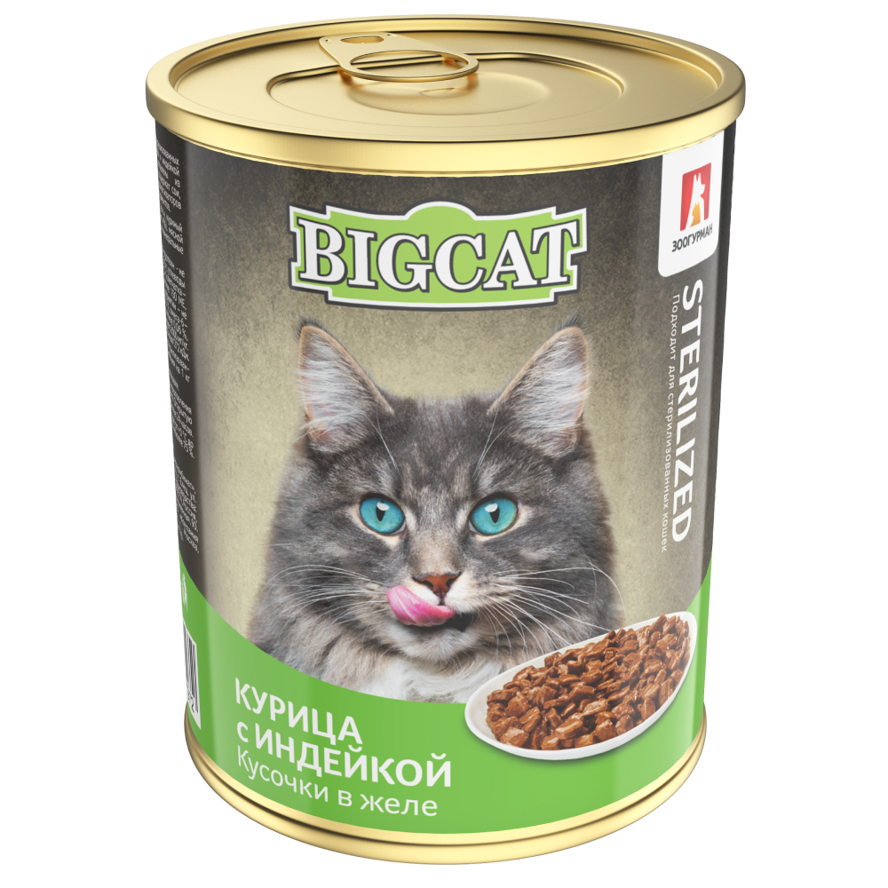 Корм влажный Зоогурман BIG CAT Sterilized с курицей и индейкой 350гр х 12 шт - фото 7