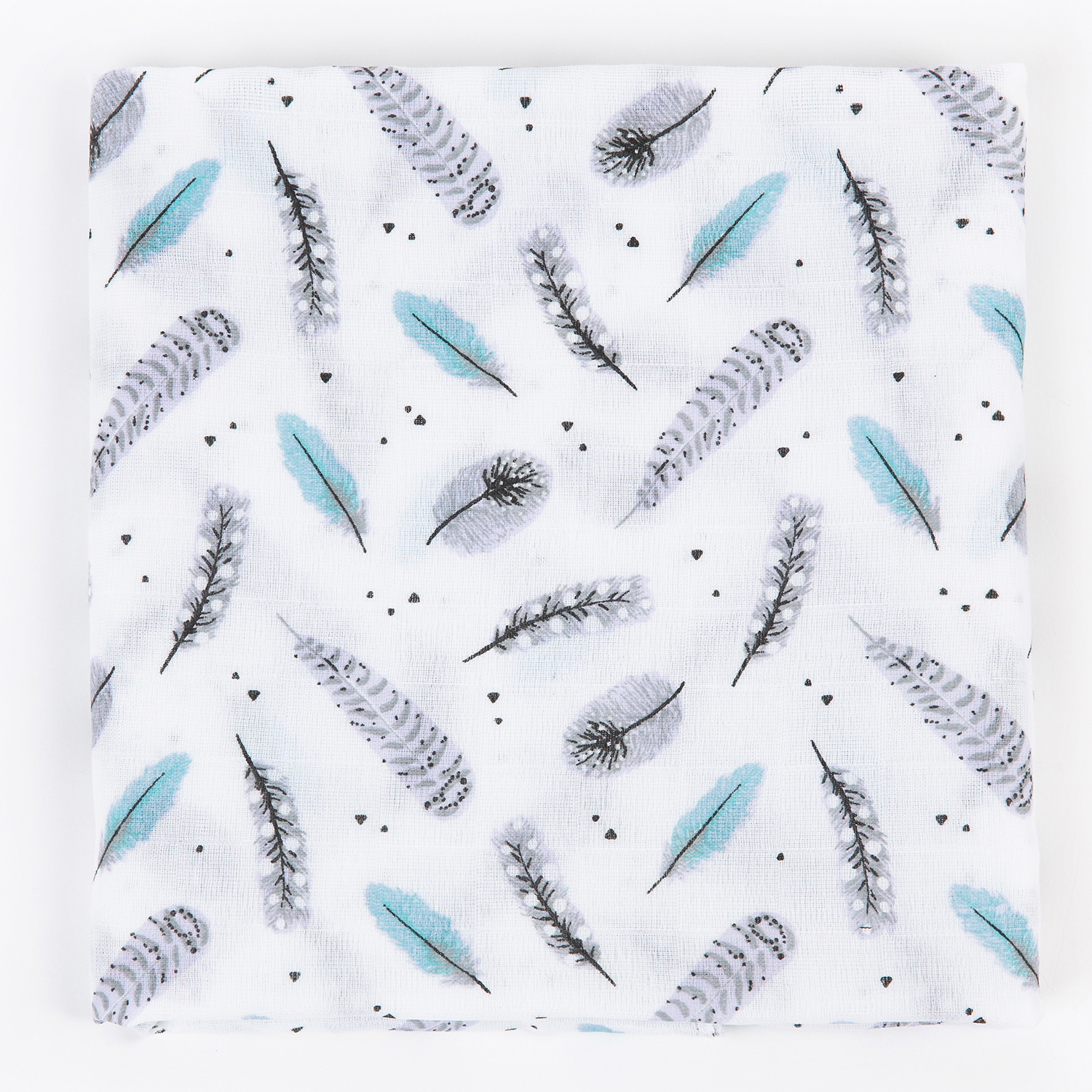 Пелёнка inlovery Буквы/перышки муслин 130x90 см 2 шт. - фото 14