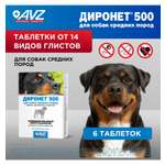 Препарат для собак АВЗ Диронет 500 для средних пород 6таблеток