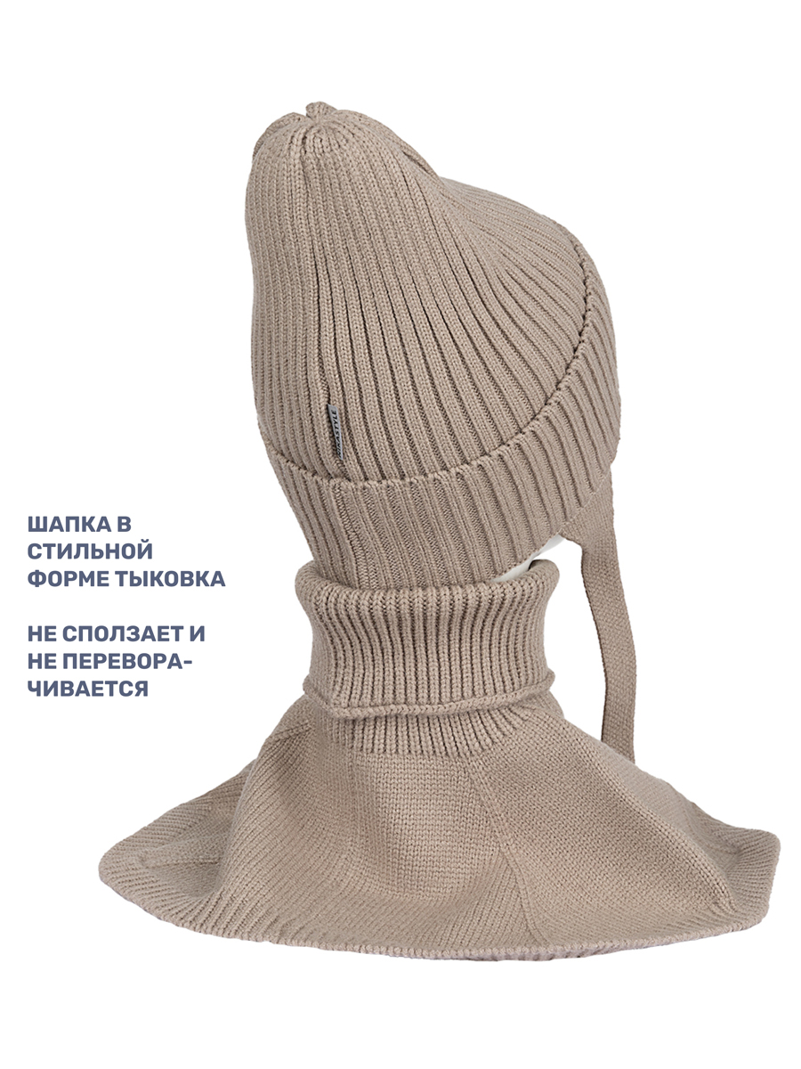 Комплект шапка и манишка NIKASTYLE 12з16024 беж - фото 3