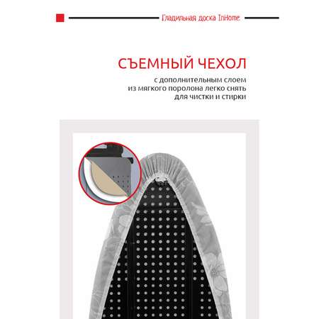 Гладильная доска InHome с розеткой и подставкой для утюга