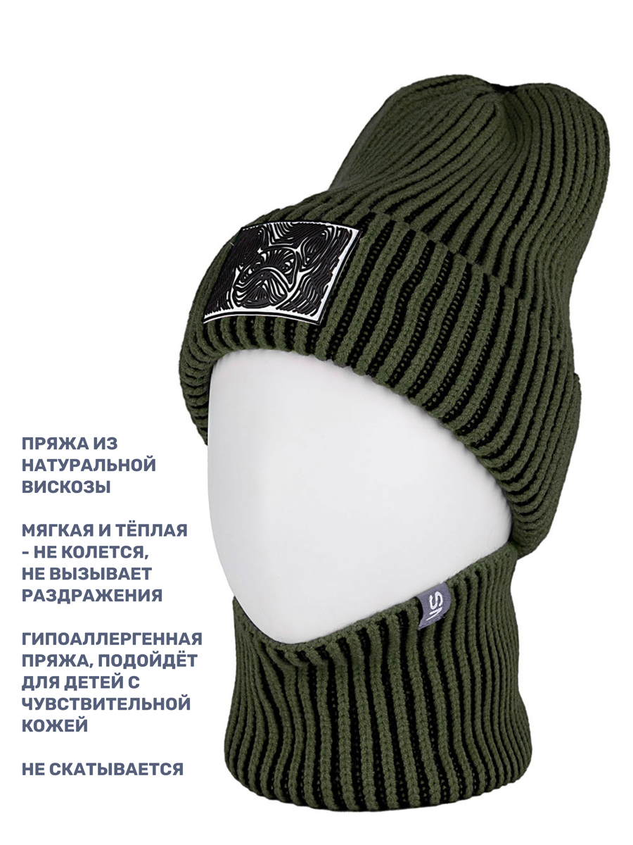 Комплект шапка и снуд NIKASTYLE 12з16624 черный/хаки - фото 3