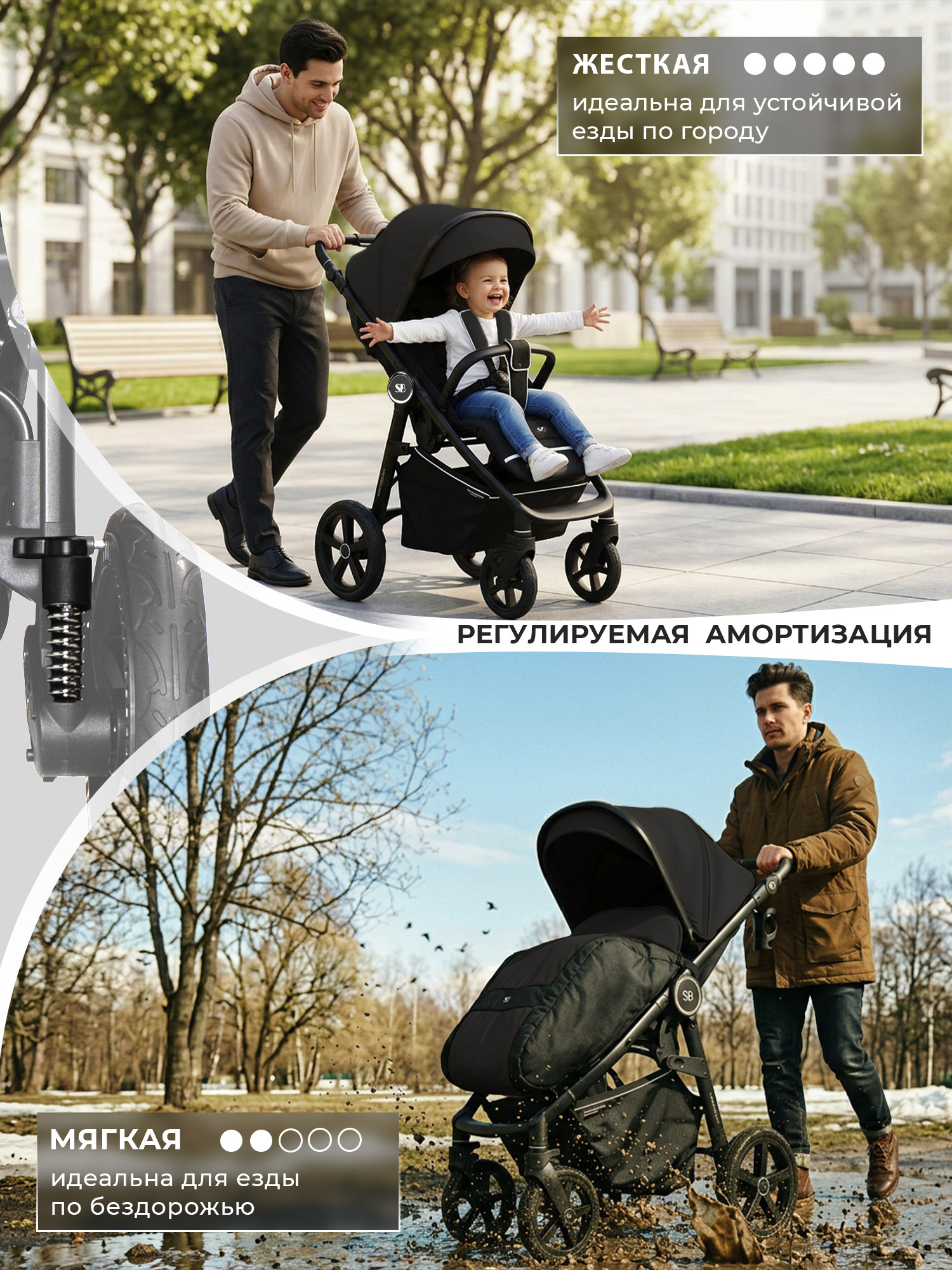 Коляска прогулочная Sweet Baby Contente Plus Basic Black черный - фото 2